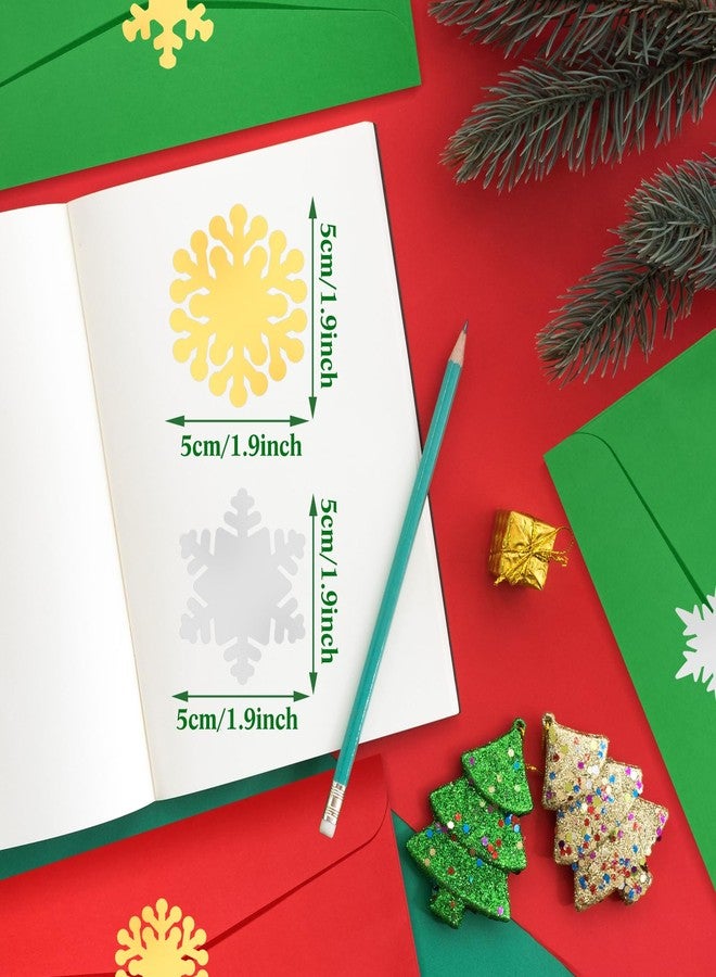 Epakh 100 Pcs #10 Christmas Envelopes with 120 Pieces Christmas Snowflake Seal Stickers Red and Green Envelopes Self Adhesive for Holiday Mail Gift Wrapping(Gold and Silver,Stylish Style) - Image 2
