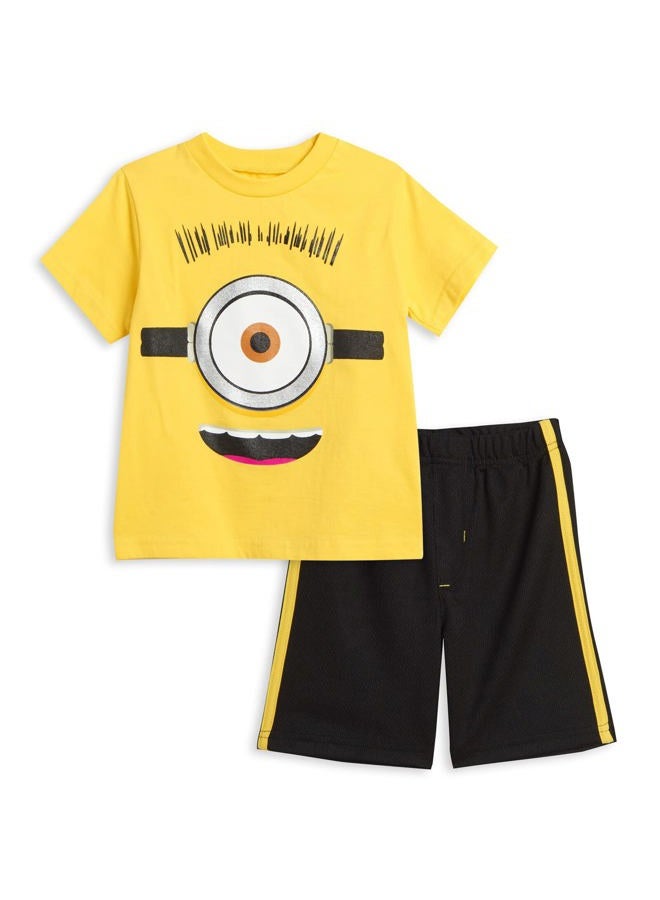 Despicable Me Universal Studios Minions Toddler Boys T-Shirt Shorts Set Yellow-Black 2T - Image 1