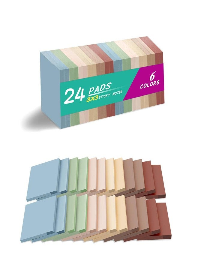Vanpad (24 Pads) Sticky Notes 3x3 inch, Self-Stick Pads Vintage Colors Sticky Note, Recyclable, Easy to Post for Home, Office, Notebook - Image 1