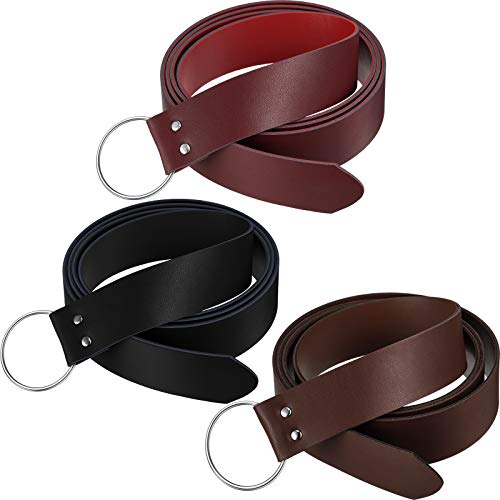 Syhood 3 Pieces Medieval Halloween Ring Belts Faux Leather Renaissance Viking Knight Belt Men Reenactment Accessory for Halloween Cosplay - Image 1