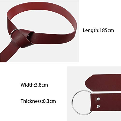 Syhood 3 Pieces Medieval Halloween Ring Belts Faux Leather Renaissance Viking Knight Belt Men Reenactment Accessory for Halloween Cosplay - Image 2