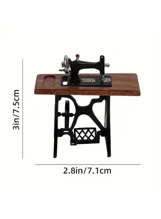 Miniature Vintage Sewing Machine Model Black and Golden Metal Crafts Home Decor Collectible Gift - Image 2