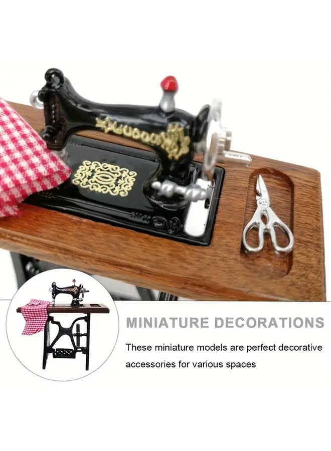 Miniature Vintage Sewing Machine Model Black and Golden Metal Crafts Home Decor Collectible Gift - Image 5