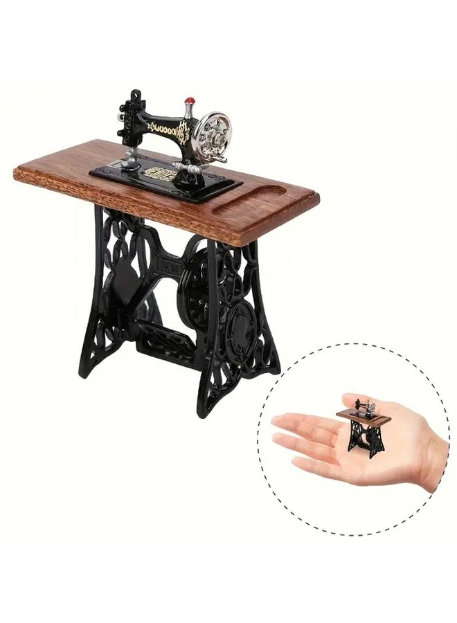 Miniature Vintage Sewing Machine Model Black and Golden Metal Crafts Home Decor Collectible Gift - Image 3