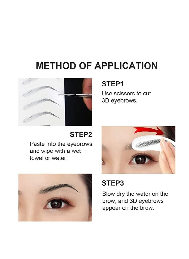Generic - 72 Pairs 8 Sheets 2 Styles Eyebrow Transfers Hair-Like Authentic Eyebrows Stickers Waterproof Long Lasting False Peel Off Instant Eyebrow for Women Girls Makeup Black - Image 1