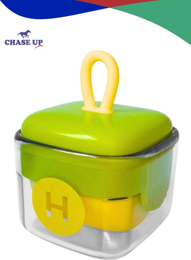 Chase Up Mini Lint Roller with Silicone Hook, Washable Reusable Sticky Roller for Clothes, Carpet, Sofa, Portable Design, Green and Yellow - Image 1