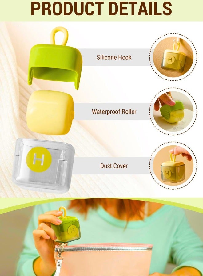 Chase Up Mini Lint Roller with Silicone Hook, Washable Reusable Sticky Roller for Clothes, Carpet, Sofa, Portable Design, Green and Yellow - Image 2