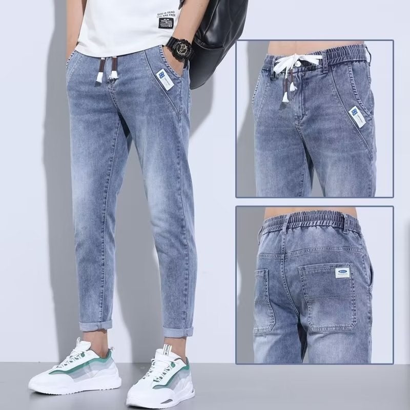 Pants Loose Cropped Pants Light Color Men'S Jeans Pants New Arrival Harlan Casual Brand Fashionable Denim Men'S Stretch Men'S Pants - Image 1