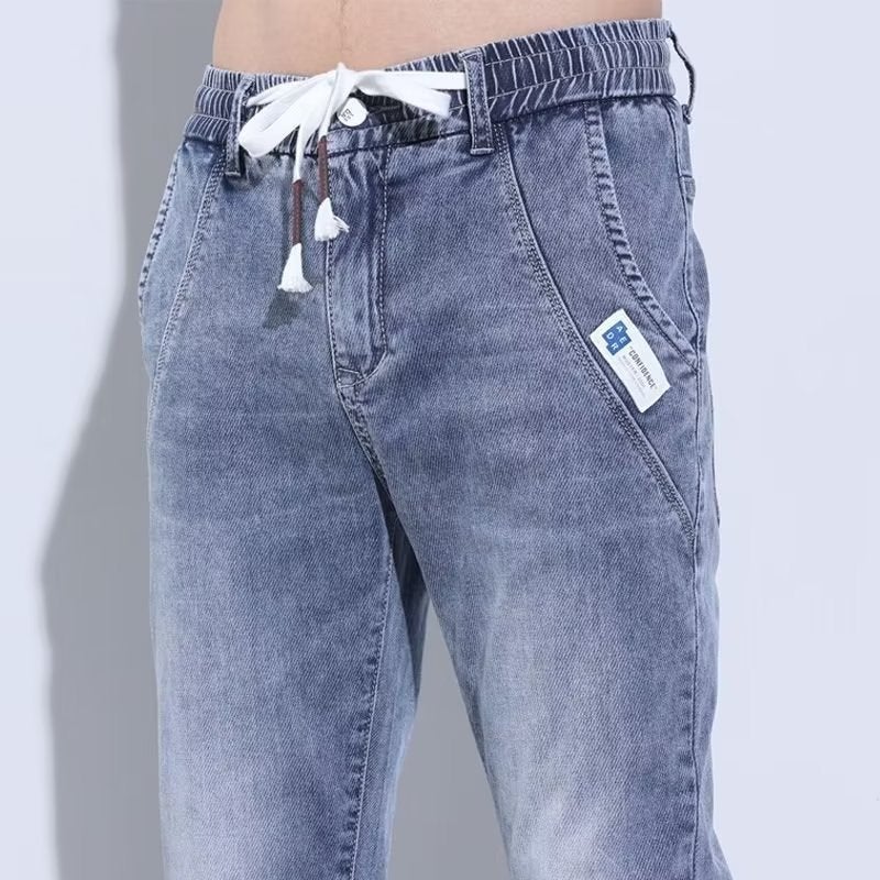 Pants Loose Cropped Pants Light Color Men'S Jeans Pants New Arrival Harlan Casual Brand Fashionable Denim Men'S Stretch Men'S Pants - Image 2