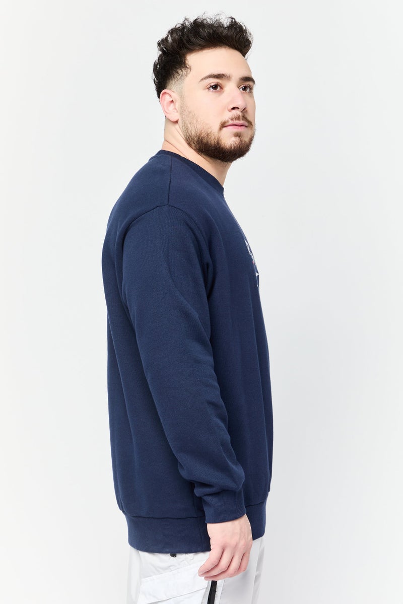 Reebok Men Sportswear Fit Long Sleeve Outdoor Sweatshirt, Navy - Image 3