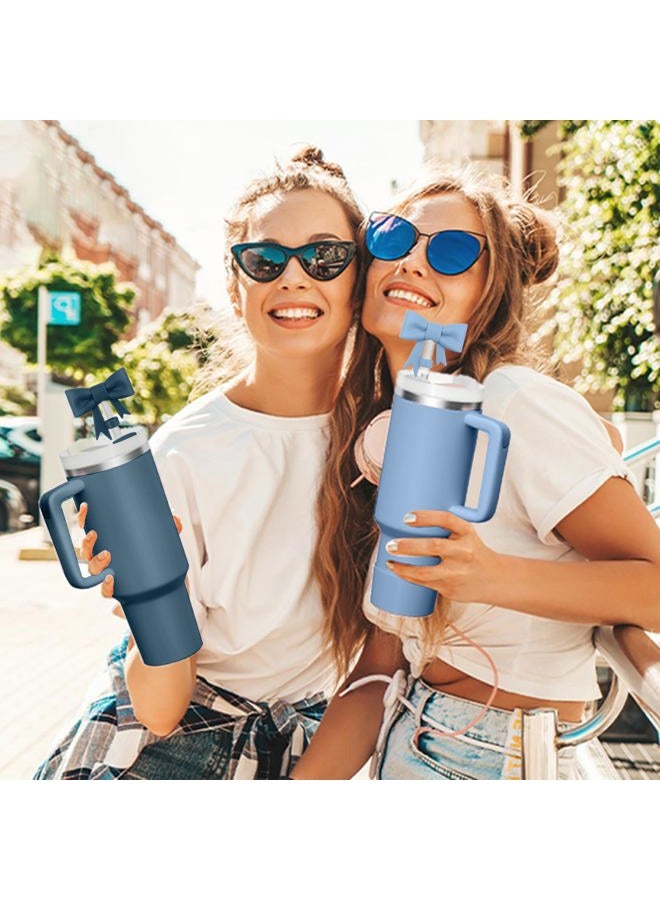Hpebl 6Pcs Silicone Straw Toppers Covers for Stanley Cups 40/30oz 10mm(0.4in) Dust-Proof Bow Straw Covers Toppers Suitbale for Blue Stanley Cup Accessories Reusable Straws Caps (Colorful F) - Image 4
