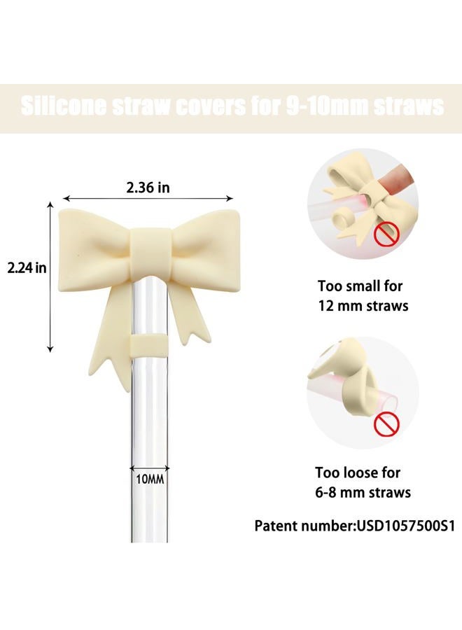 Hpebl 6Pcs Silicone Straw Toppers Covers for Stanley Cups 40/30oz 10mm(0.4in) Dust-Proof Bow Straw Covers Toppers Suitbale for Blue Stanley Cup Accessories Reusable Straws Caps (Colorful F) - Image 2