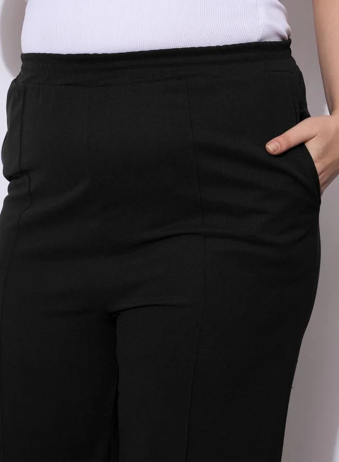 SASSAFRAS Plus Size Black Wide Leg Trousers