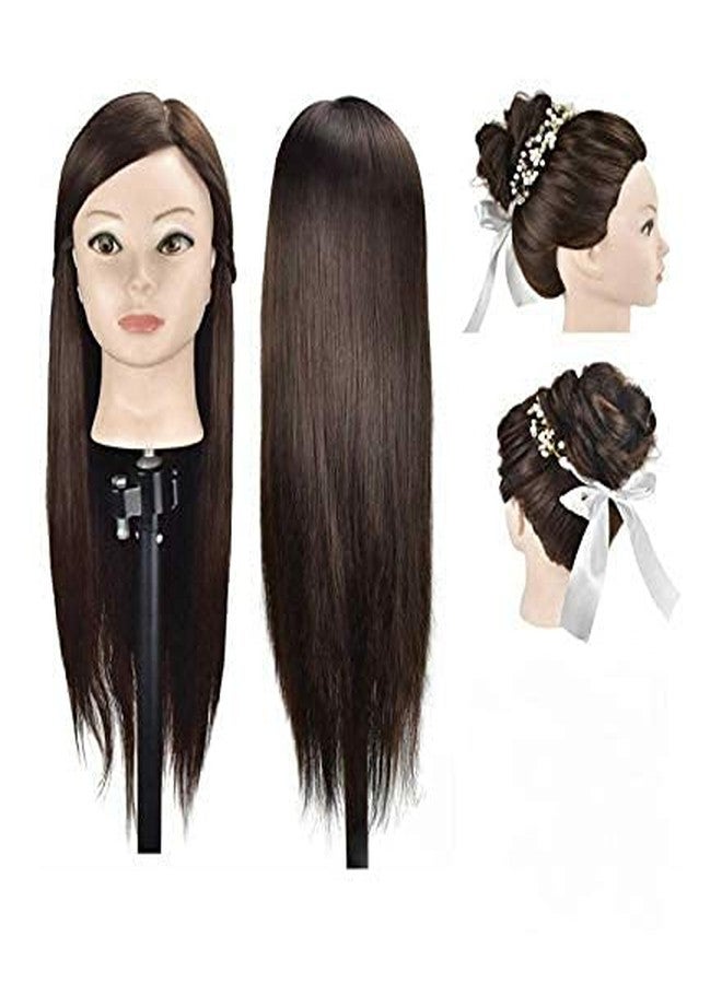 Flushia Hair Extensions And Wigs Saloon Use Hair Dummy For Hair Styling, Practice/Cutting/Practice all purpose With Free Clamp Stand (Brown Color) - Image 1