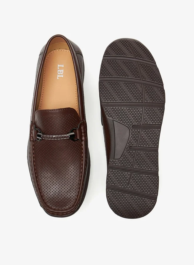 ال بي ال من شو اكسبرس Men's Textured Slip-On Moccasins