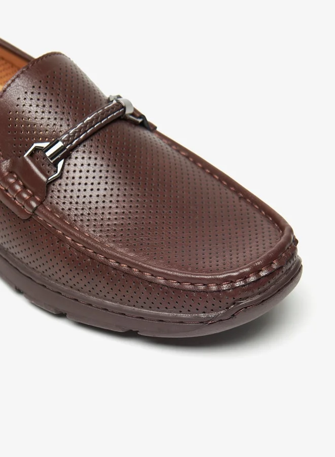 ال بي ال من شو اكسبرس Men's Textured Slip-On Moccasins