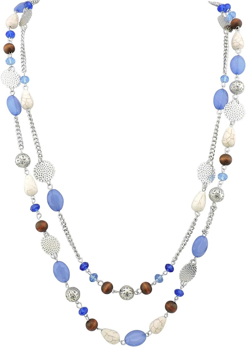 Bocar Long Necklaces for Women Trendy, Boho Layered Crystal Beaded Collar Necklaces for Women, Fashion Statement Necklaces Jewelry - Image 1