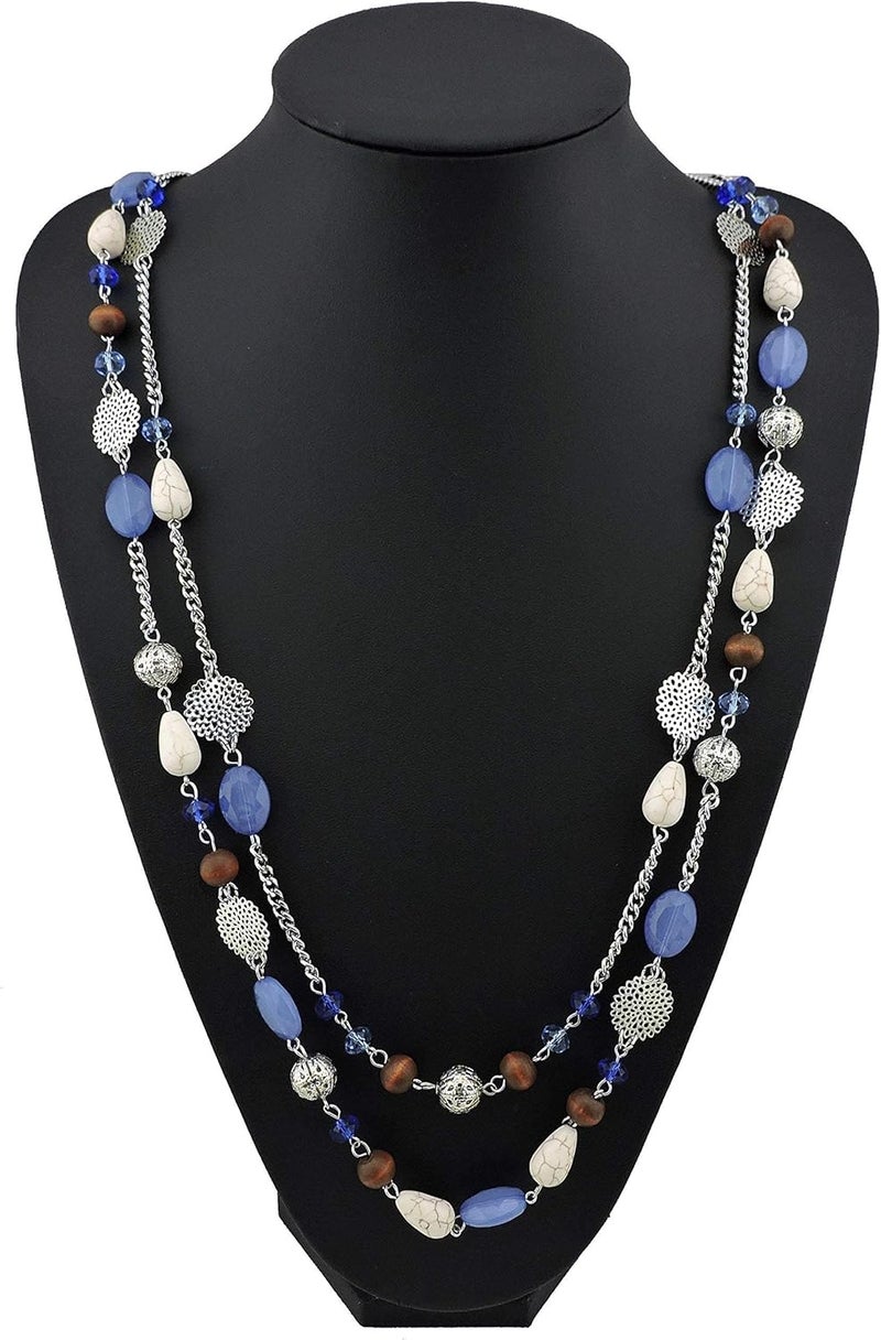 Bocar Long Necklaces for Women Trendy, Boho Layered Crystal Beaded Collar Necklaces for Women, Fashion Statement Necklaces Jewelry - Image 3