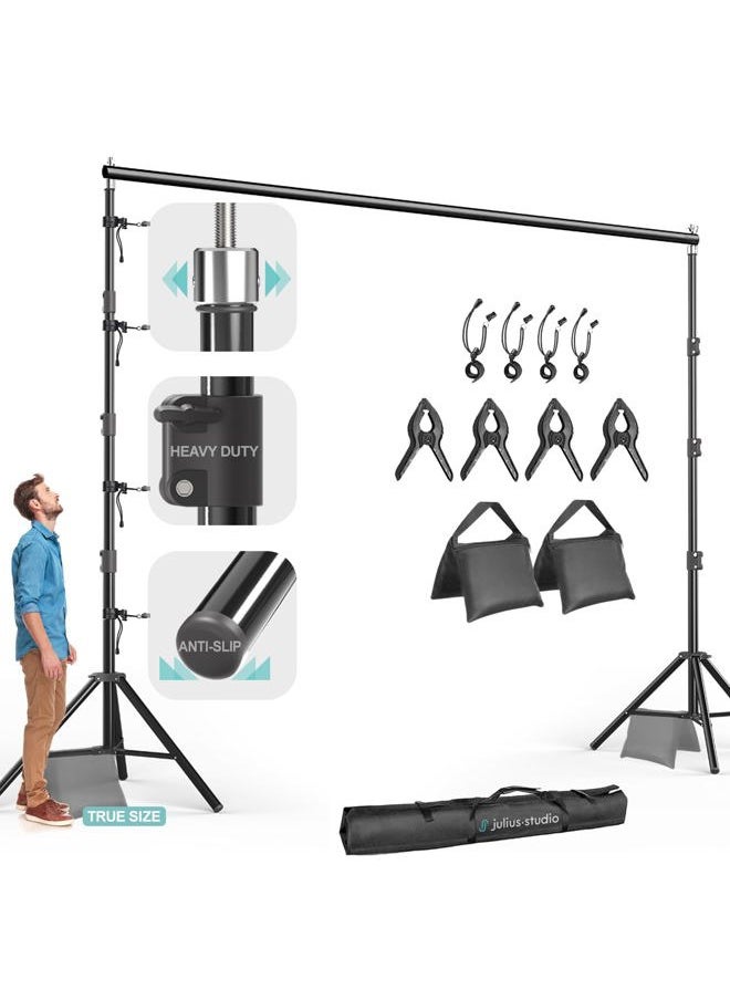JS JULIUS STUDIO Julius Studio [Enhanced Heavy Duty] 10 x 10 ft. (W x H) Adjustable Backdrop Stand Background Support, New Metal Cap Design, Strong No Shaking No Bending, Upgraded Joints, Photography Studio, JSAG660  - Image 1
