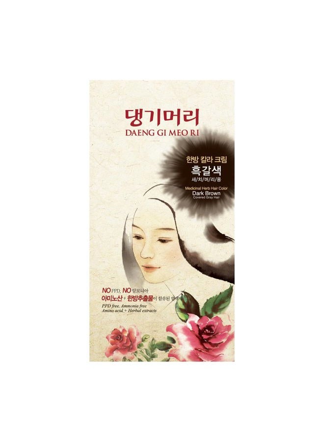 DAENG GI MEO RI – Korean Herbal Hair Dye Color Cream [Dark Brown] - PPD-Free Gray Coverage, Hair Protection, High-Keratin Formula, 5 Oz - Image 1