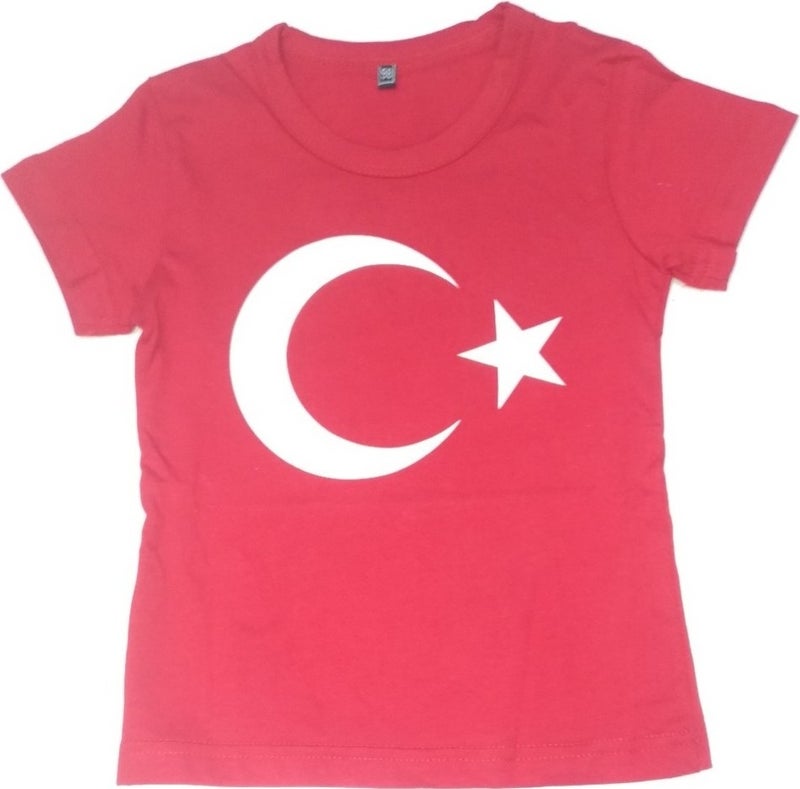 More Turkish Flag Red and White Combed Cotton Children's T-Shirt 110 