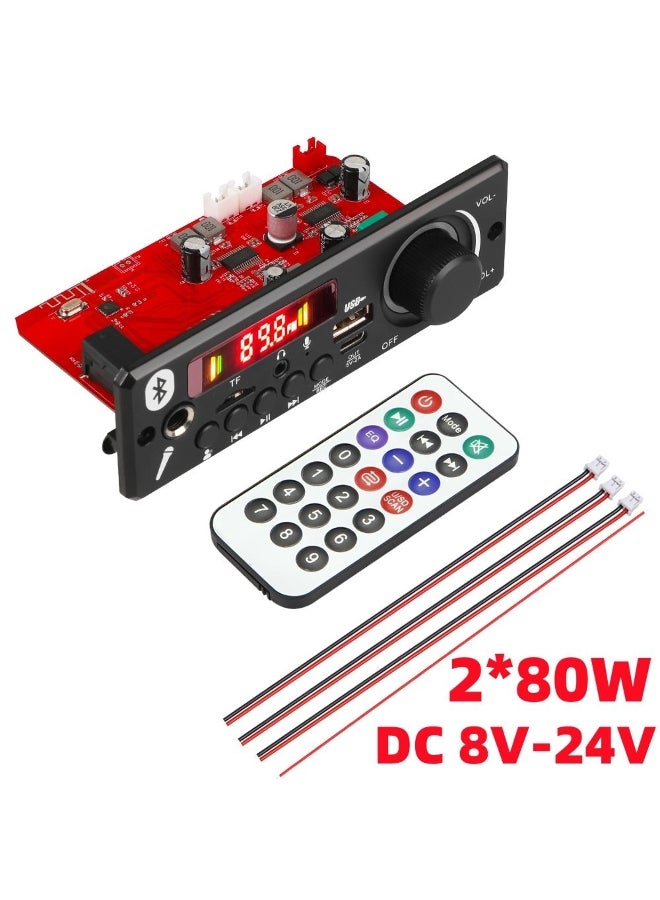 160W DIY Home Digital Amplifier MP3 Decoder Board 12V 80W Audio Power Bluetooth FM For Music Subwoofer Speakers Volume Control - Image 2