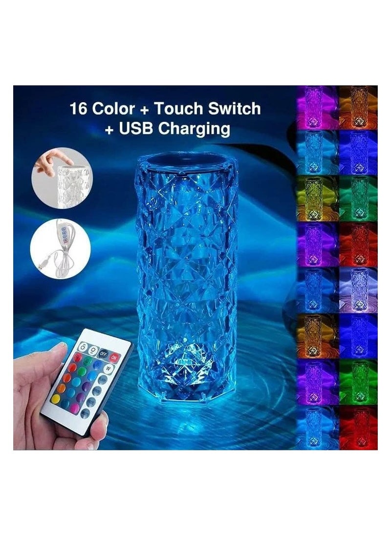 Generic - Crystal Table Lamp with RGB Color Changing Light – Ambient & Modern Lighting for Bedroom or Office - Image 1