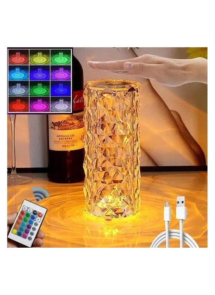 Generic - Crystal Table Lamp with RGB Color Changing Light – Ambient & Modern Lighting for Bedroom or Office - Image 1