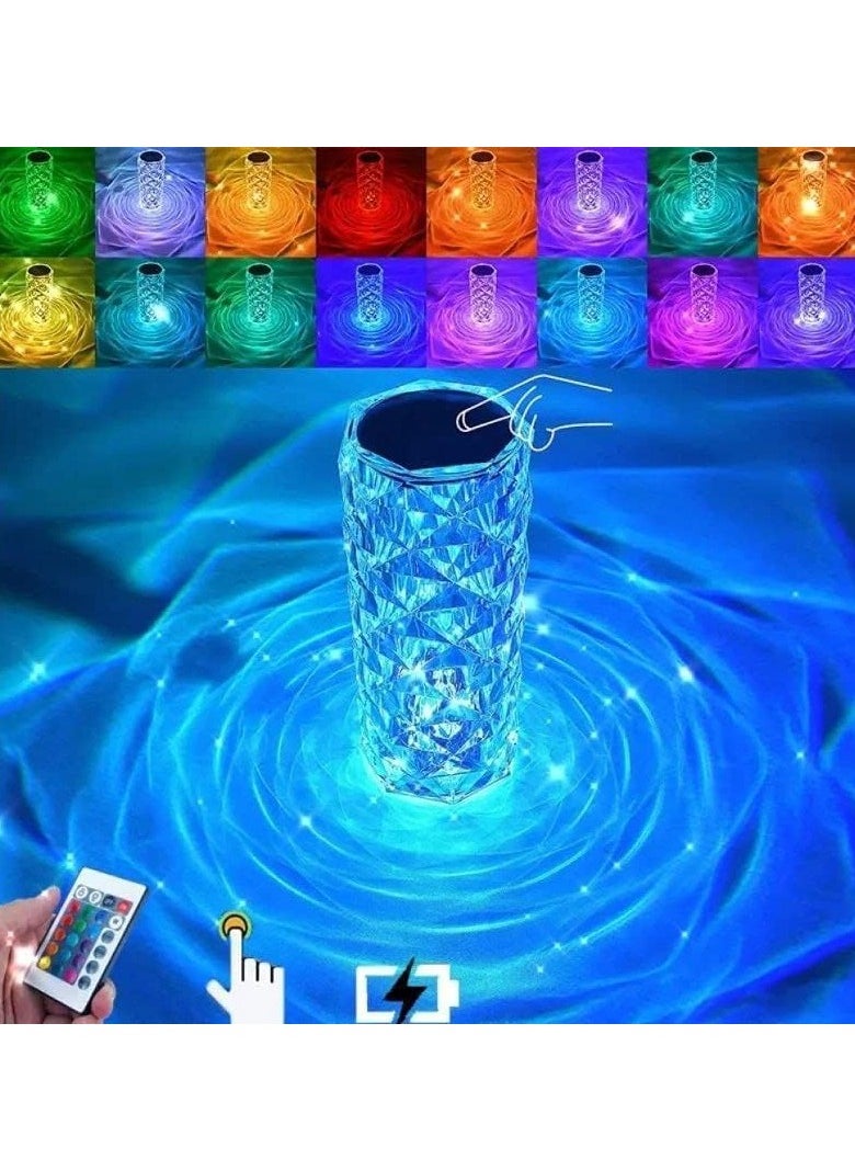 Generic - Crystal Table Lamp with RGB Color Changing Light – Ambient & Modern Lighting for Bedroom or Office - Image 1