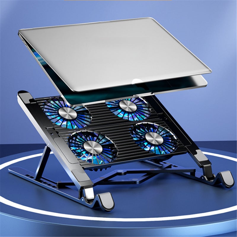 Laptop Cooling Stand: 7-Level Adjustable Silver Aluminum Alloy - Ultra-Quiet Dual Fan Cooling Pad for Office, Gaming, Digital Nomads and Students - Image 3
