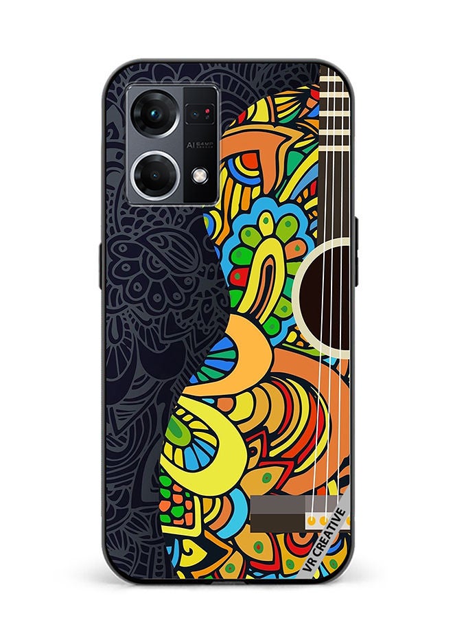 VR CREATIVE Protective Case Cover For Oppo Reno8 4G Colorful Guitar Design Multicolour - Image 1