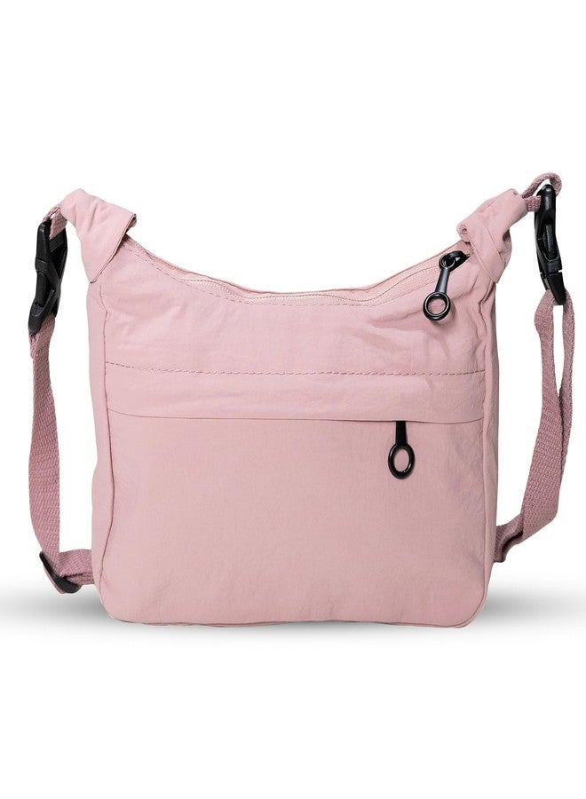 RarePicks Crossbody Sling Bags for Women | Adjustable Strap Half Moon Sling Bag, Water Resistant Crescent Crossbody Travel Purse, Stylish Fanny & Waist Handbag (Pink) - Image 1
