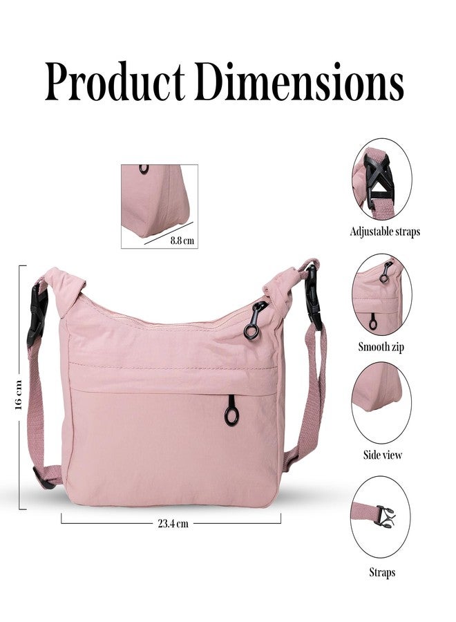 RarePicks Crossbody Sling Bags for Women | Adjustable Strap Half Moon Sling Bag, Water Resistant Crescent Crossbody Travel Purse, Stylish Fanny & Waist Handbag (Pink) - Image 2