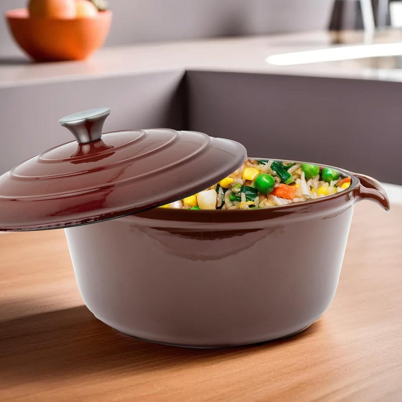 Kuber Industries Kuber Industries 4000ml Cast Iron Dutch Oven | Enamel Coated Biryani Handi Pot Heavy Bottom | Handi With Lid For Cooking | Rust Proof Iron Pot | Non Stick Gas & Induction Cookware  - Image 1