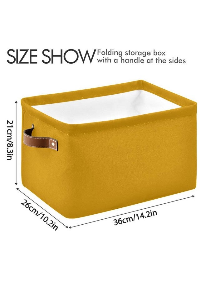 Dussdil Storage Basket Mustard Yellow Fabric Storage Organizer Box Bin for Shelf Closet Nursery Laundry, Large Collapsible Cube Baskets with Handles 1 Pack - Image 3