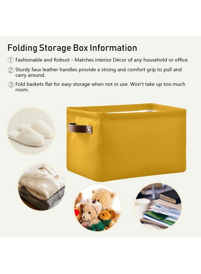 Dussdil Storage Basket Mustard Yellow Fabric Storage Organizer Box Bin for Shelf Closet Nursery Laundry, Large Collapsible Cube Baskets with Handles 1 Pack - Image 5