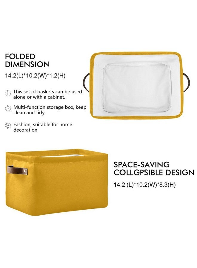 Dussdil Storage Basket Mustard Yellow Fabric Storage Organizer Box Bin for Shelf Closet Nursery Laundry, Large Collapsible Cube Baskets with Handles 1 Pack - Image 2