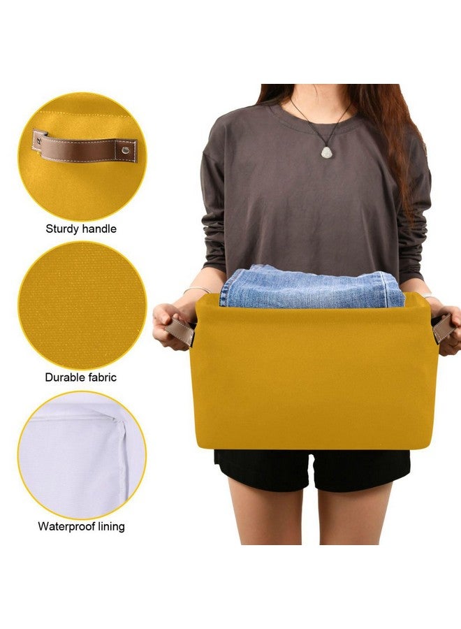 Dussdil Storage Basket Mustard Yellow Fabric Storage Organizer Box Bin for Shelf Closet Nursery Laundry, Large Collapsible Cube Baskets with Handles 1 Pack - Image 4