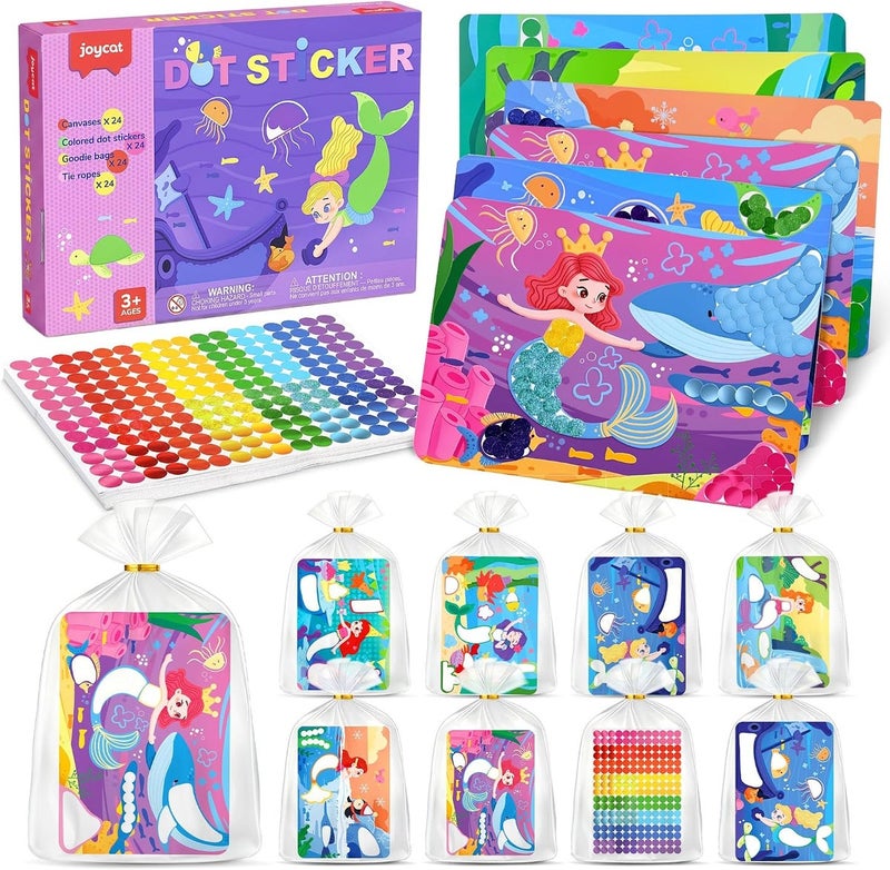 JoyCat 12-Pack Ocean Dot Art Craft Kits for Kids Party Favors, Mess-Free Dot Sticker Activity Set with 2400+ Stickers & Goodie Bags, Sea Animal Classroom Prizes, Goodie Bag Stuffers Ages 3-8 - Image 1