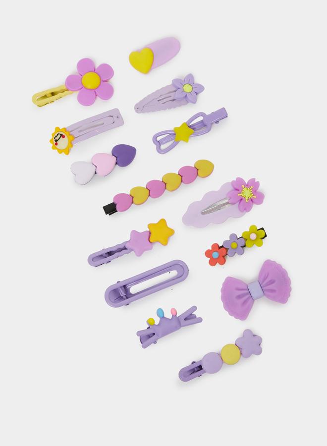 Styli Set of 14 - Heart Accent Assorted Hair Clip - Image 1