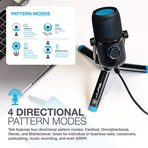 Jlab ميكروفون USB من JLab Talk، مخرج USB-C، كارديويد، متعدد الاتجاهات، ستيريو أو ثنائي الاتجاه، معدل عينة 96k، استجابة تردد 20Hz - 20kHz، تحكم في الصوت، تحكم في الكسب، كتم سريع، توصيل وتشغيل - Image 4