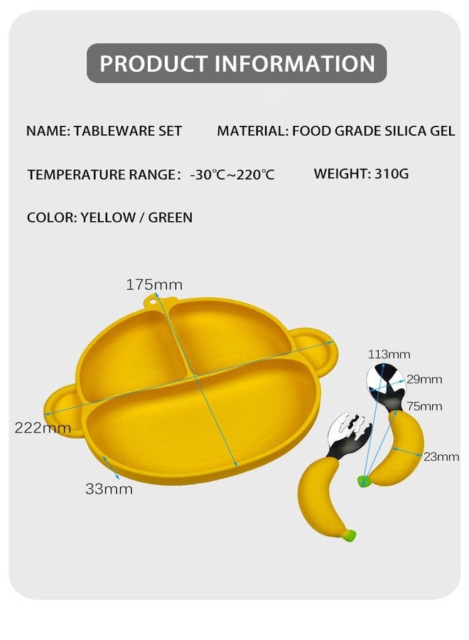 PRECHANA Suction Feedingplates For Babies, Silicone Feedingplates With Suction Divided, Babies Spoon Fork Set For Toddler Baby Dishes Kids (Monkey), Multicolor - Image 3