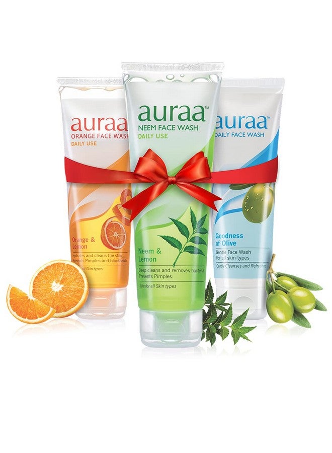 مجموعة غسول الوجه أورا، 125 جرام (نيم، برتقال وزيتون)