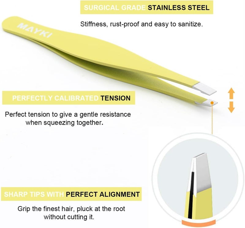 MAYKI Tweezers for Facial Hair Women 6pcs Large Size Professional Eyebrow Tweezers Kit for EyebrowIngrown HairsSplinter by MAYKI - Image 5