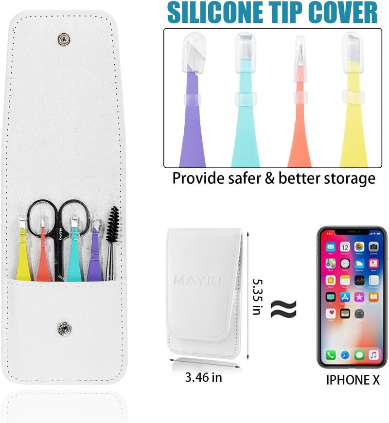 MAYKI Tweezers for Facial Hair Women 6pcs Large Size Professional Eyebrow Tweezers Kit for EyebrowIngrown HairsSplinter by MAYKI - Image 4