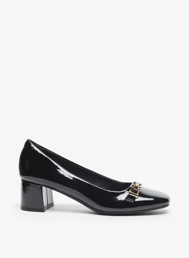 سيليست Women's Solid Pumps with Metallic Detail and Block Heels