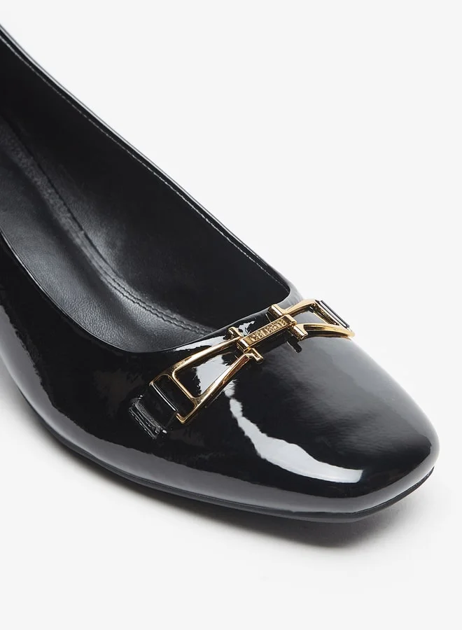 سيليست Women's Solid Pumps with Metallic Detail and Block Heels