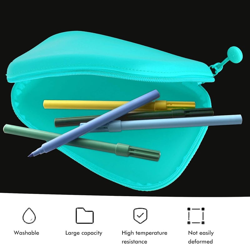 woobles Pencil Case, Silicone Pouch Storage with Zipper Student Stationary School Supplies(Blue) - Image 5