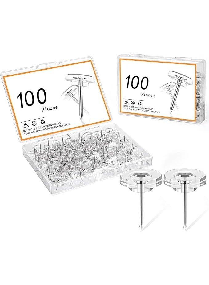 100 Pcs Clear Push Pins Flat Head Thumb Tacks For Bulletin Board And Wall Hanging Reusable Design For Maps Posters And Craft Projects Office And School Supplies Clear - Image 1