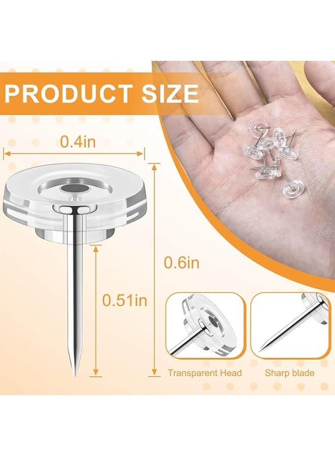 100 Pcs Clear Push Pins Flat Head Thumb Tacks For Bulletin Board And Wall Hanging Reusable Design For Maps Posters And Craft Projects Office And School Supplies Clear - Image 2